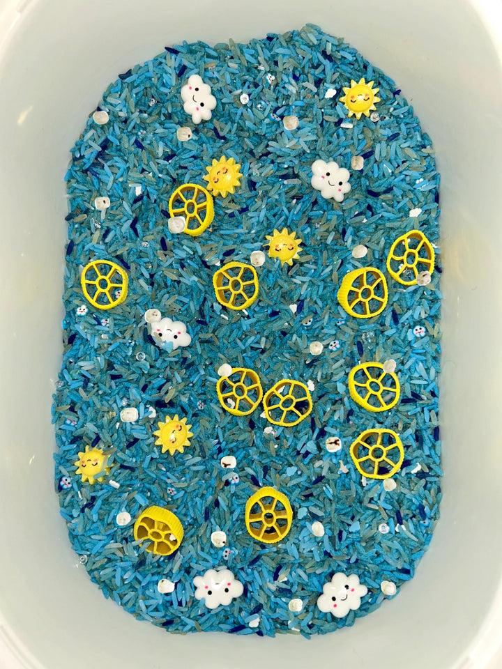 Sunny vs Stormy Weather Sensory Bin Mix | Lightning, Clouds, Rain and Sun Filler | Montessori Learning | Playtime Exploration for Preschool