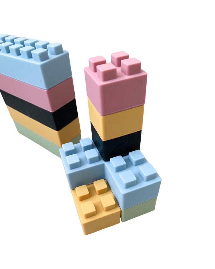 20pcs Silicone Building Blocks | Soft Baby Blocks | Montessori Sensory Toy | BPA-Free Teether Bricks | Open-Ended Play for Toddlers