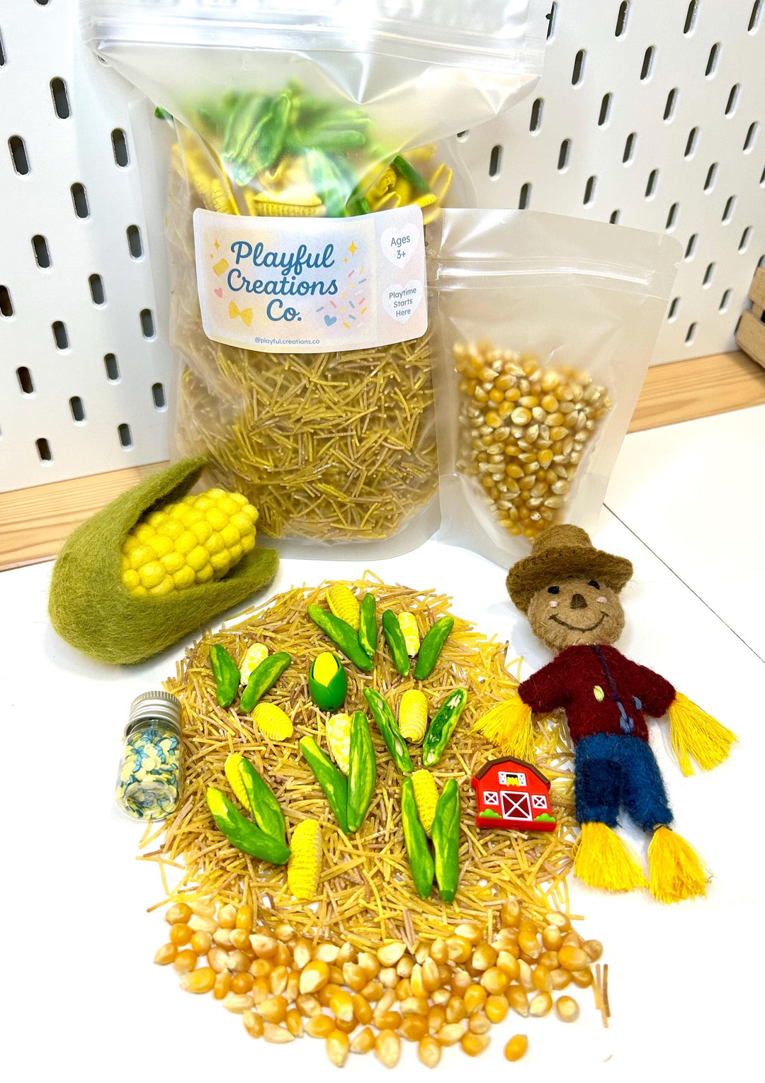 Tractor Sensory Filler Mix | Corn Maze Sensory Bin Filler | Hay Painted Pasta Sensory Play | Farm Loose Parts | Montessori Fall Themed Play