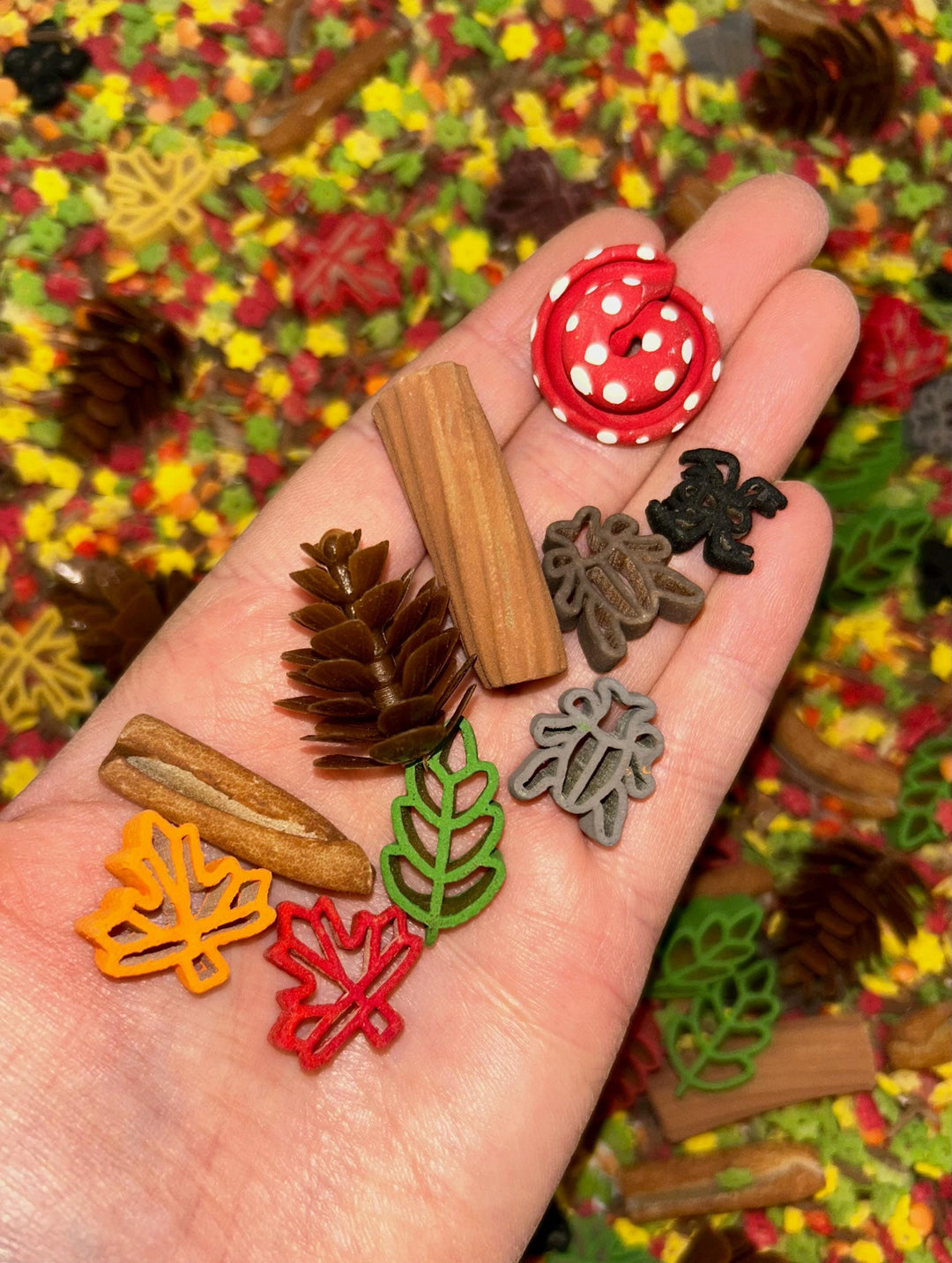 Falling Leaves Sensory Filler | Maple Leaf Play Mix | Fall Sensory Bin Filler | Autumn Tray | Montessori Sensory Setup | Hand-Painted Pasta