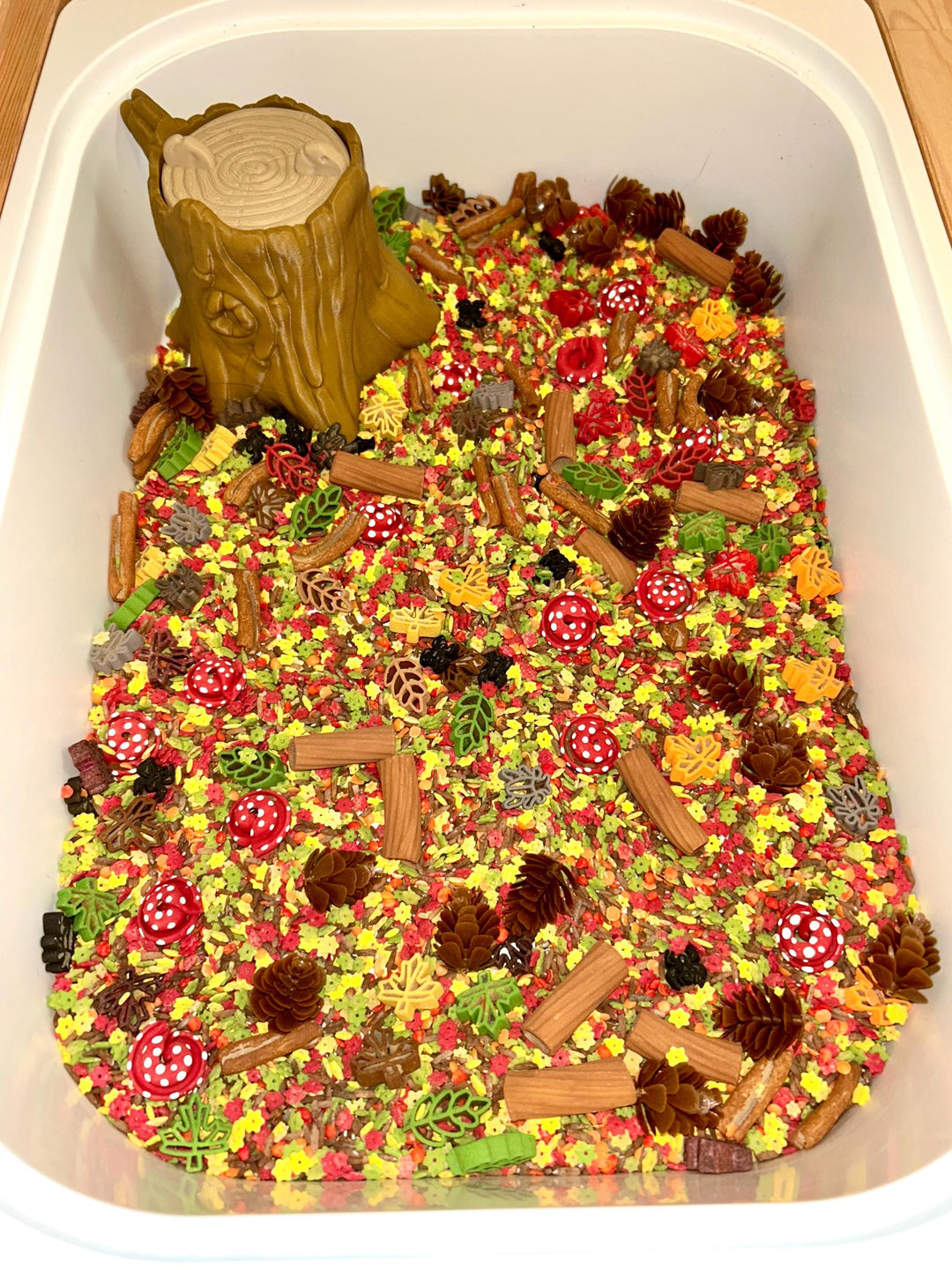 Falling Leaves Sensory Filler | Maple Leaf Play Mix | Fall Sensory Bin Filler | Autumn Tray | Montessori Sensory Setup | Hand-Painted Pasta