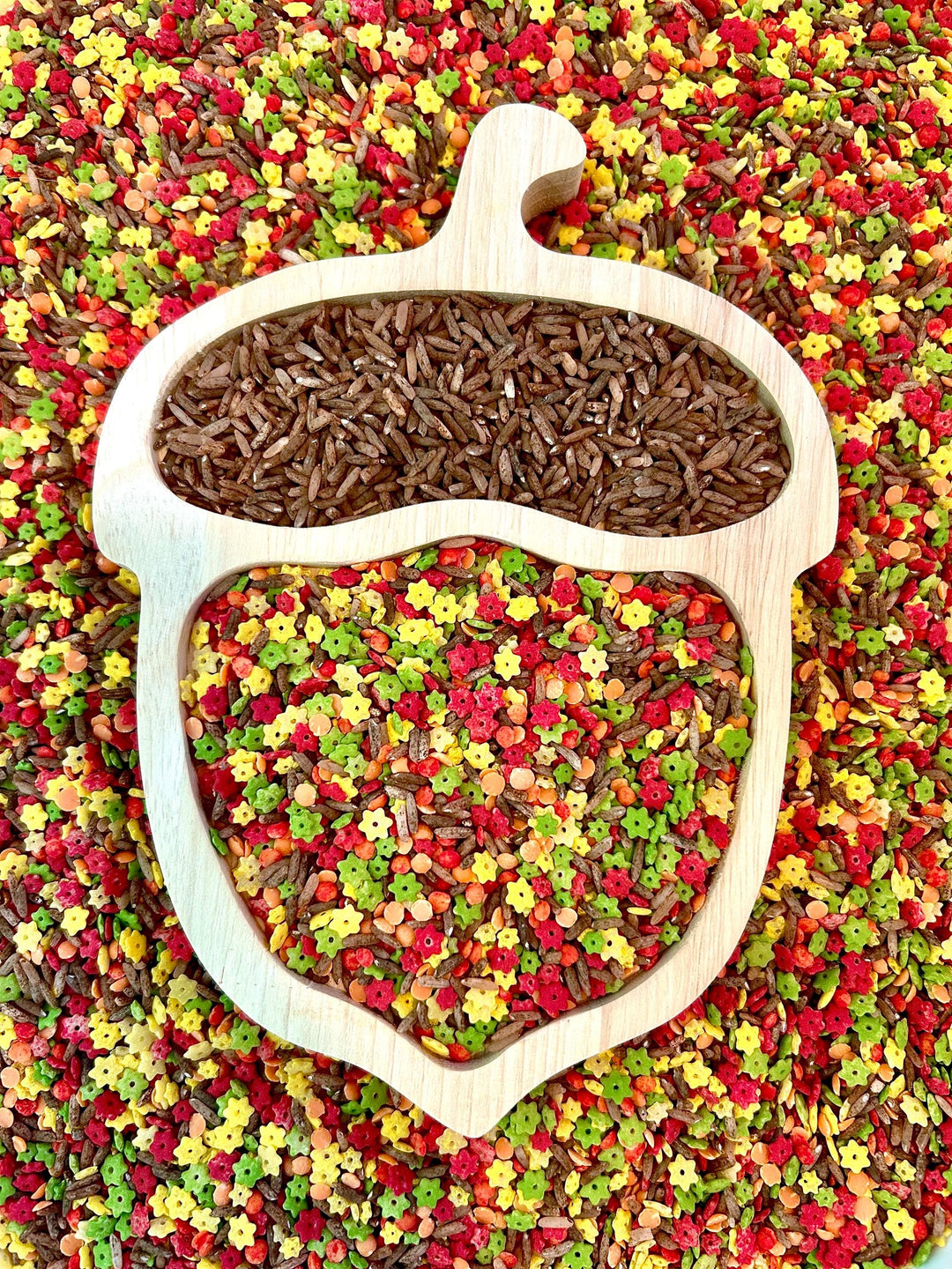 Falling Leaves Sensory Filler | Maple Leaf Play Mix | Fall Sensory Bin Filler | Autumn Tray | Montessori Sensory Setup | Hand-Painted Pasta