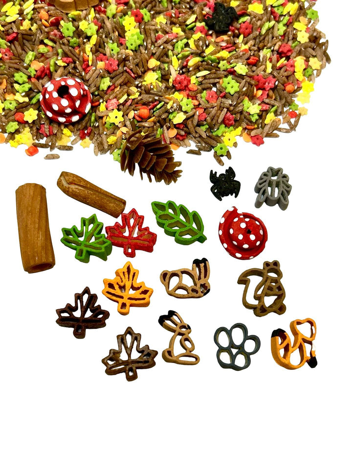 Falling Leaves Sensory Filler | Maple Leaf Play Mix | Fall Sensory Bin Filler | Autumn Tray | Montessori Sensory Setup | Hand-Painted Pasta