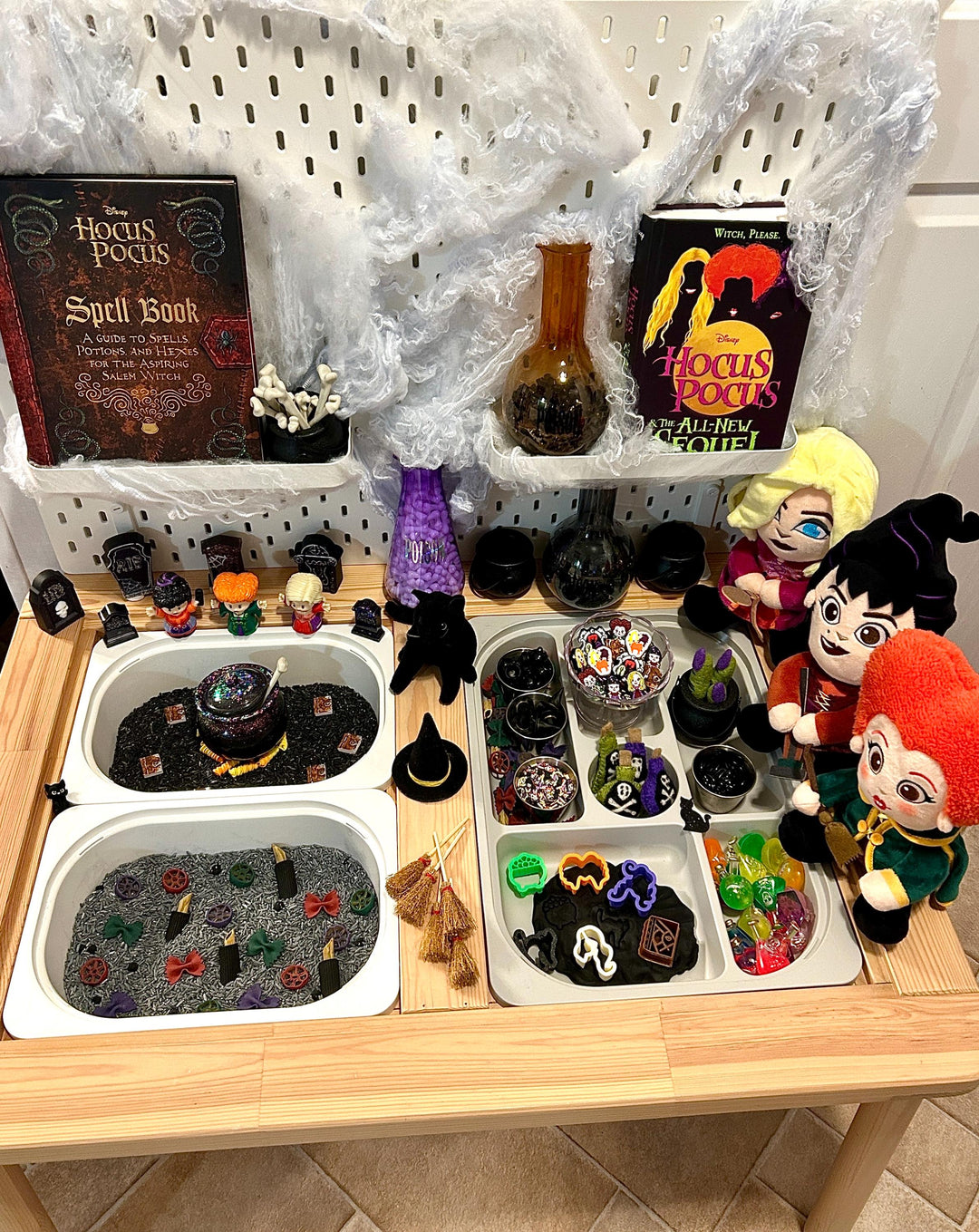 Witch Sisters Add-On Mini Charms Set | Hocus Pocus Witchy Mini Toys Play Setup | Spellbook, Cauldron & Hat Sensory Accessories Loose Parts