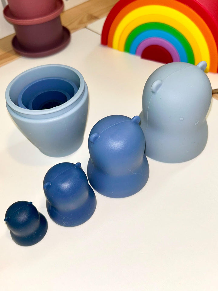 Montessori Puzzle with Silicone Simple Shapes | Toys for Toddlers | Fine Motor Skill Builder | Children Wooden Base + Soft Silicone Pieces