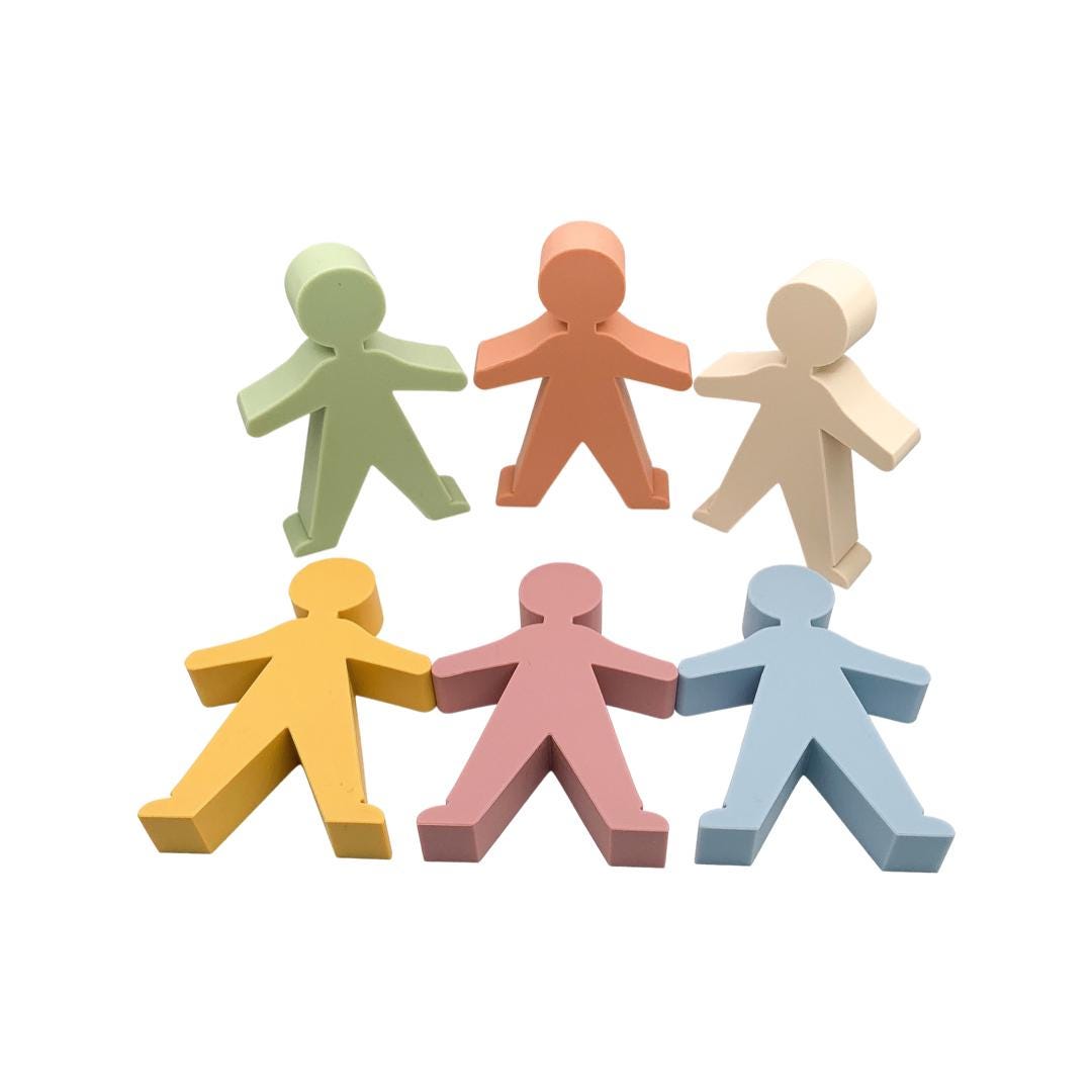 Silicone Stacking People Set of 6 | Soft Baby Toys | Montessori Sensory Fun | BPA-Free Teething Activity | Open-Ended Play for Toddlers