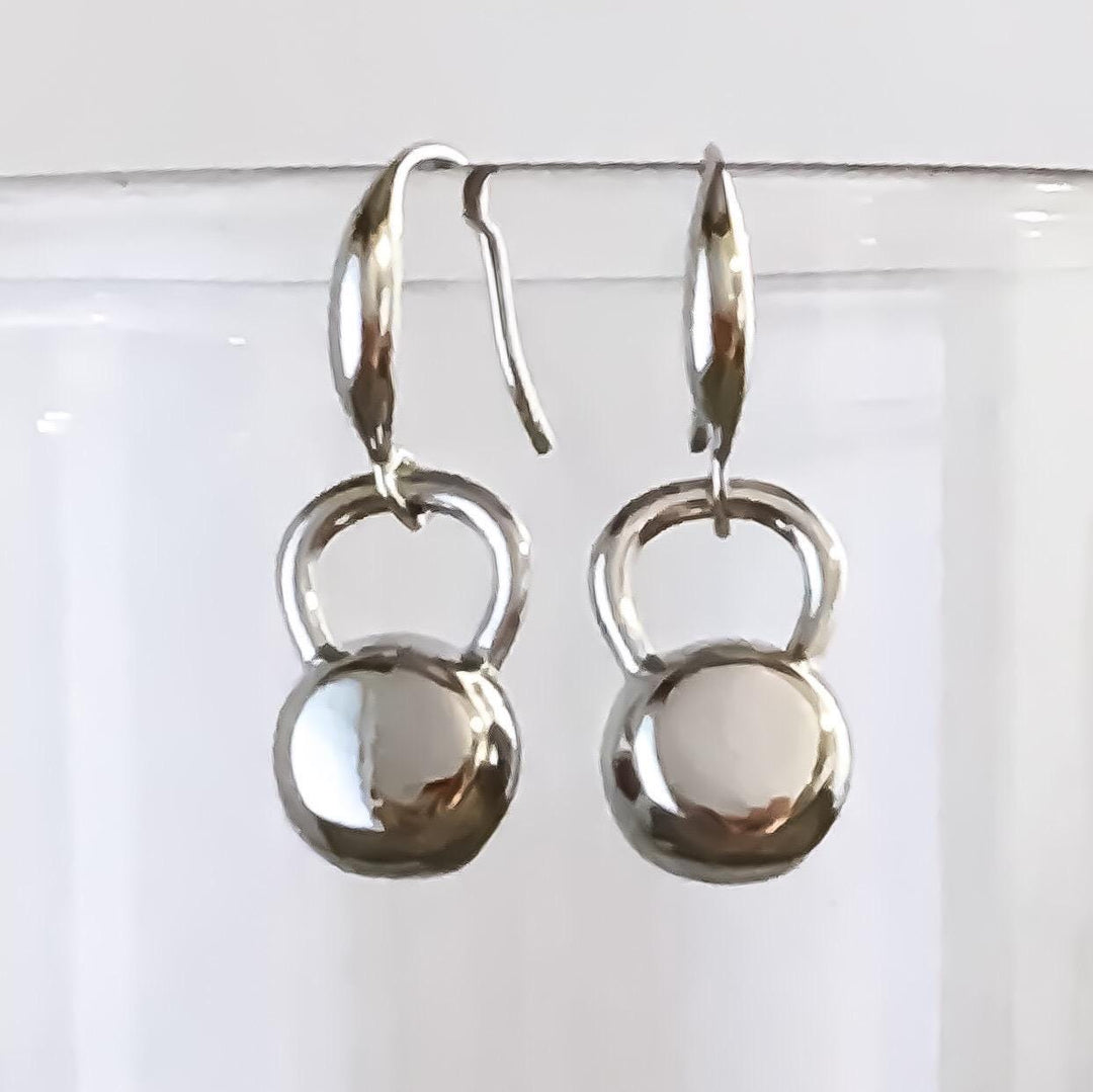 Kettlebell Hook Earrings | Dangling Fitness Jewelry | Gold or Silver | Cute Gym Earrings | Workout Accessory | Weightlifting Trainer