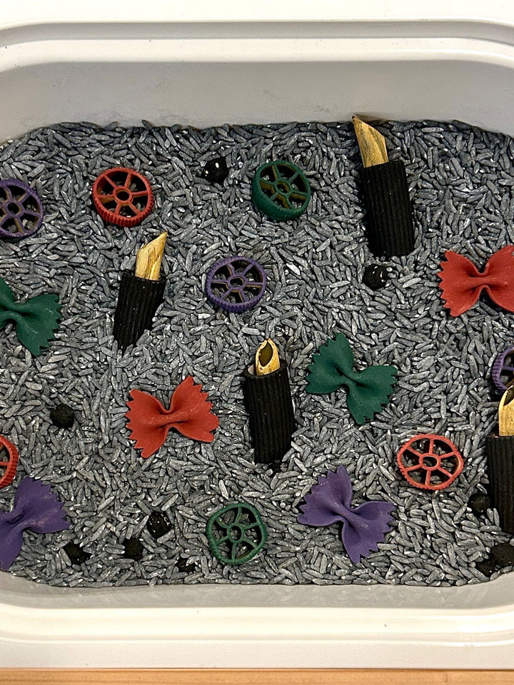 Witch Sisters Sensory Filler Mix | Hocus Pocus Inspired Play Bin Filler | Miniature Spellbook | Black Flame Candle Mix | Halloween Sensory