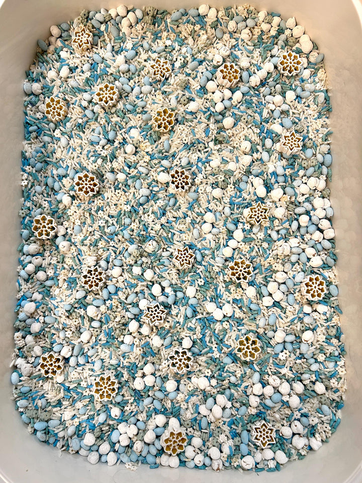Winter Sensory Filler Kit | Snowflake Pasta, Rice & Chickpeas | Montessori Play | Tuff Tray Sensory Play | Seasonal Sensory Bin