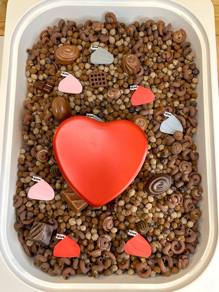 Chocolate Valentine Sensory Filler Mix | Chocolatey Sweet Treats Charms | Brown Tones Bin | Cocoa Inspired Loose Parts | Montessori Play