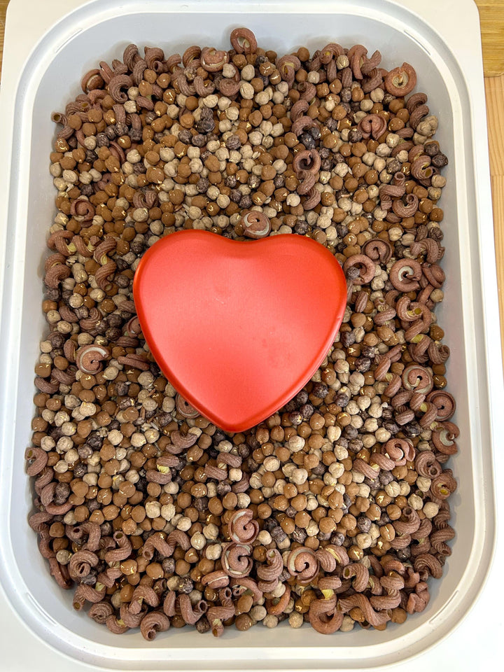 Heart Tin Chocolate Sensory Mix | Realistic Resin Chocolates | Chocolate Shop Pretend Play | Cocoa Sensory Bin | Montessori-Inspired Play