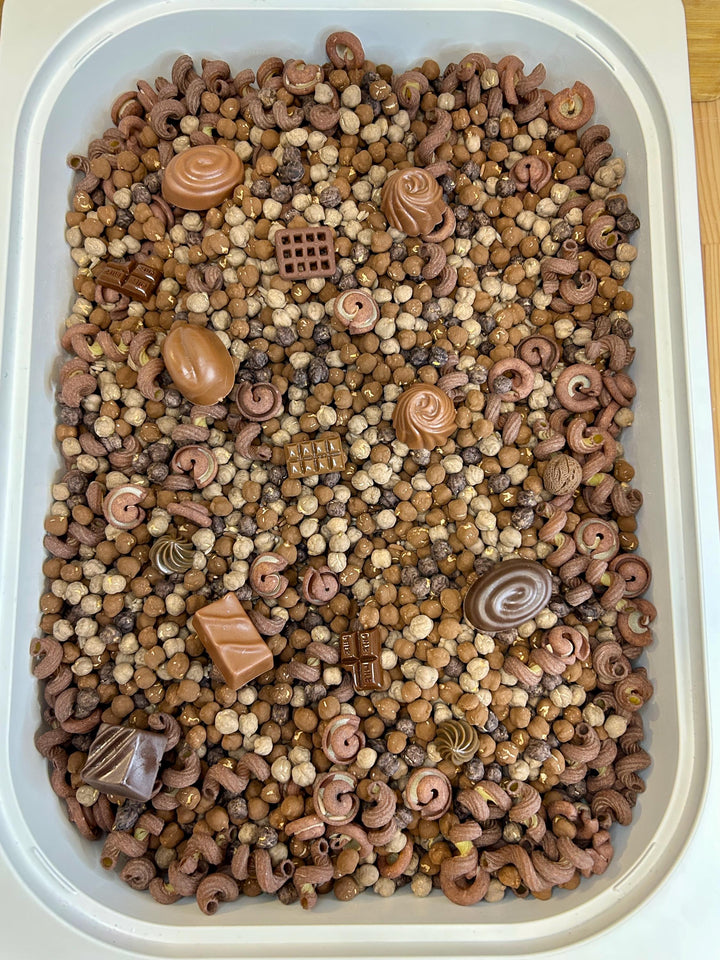 Chocolate Valentine Sensory Filler Mix | Chocolatey Sweet Treats Charms | Brown Tones Bin | Cocoa Inspired Loose Parts | Montessori Play