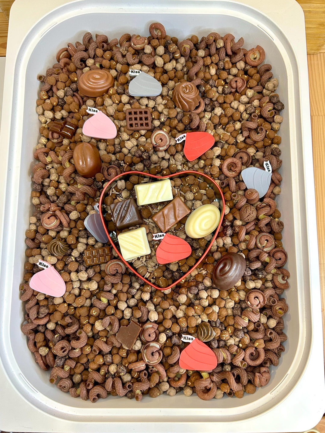 Chocolate Valentine Sensory Filler Mix | Chocolatey Sweet Treats Charms | Brown Tones Bin | Cocoa Inspired Loose Parts | Montessori Play