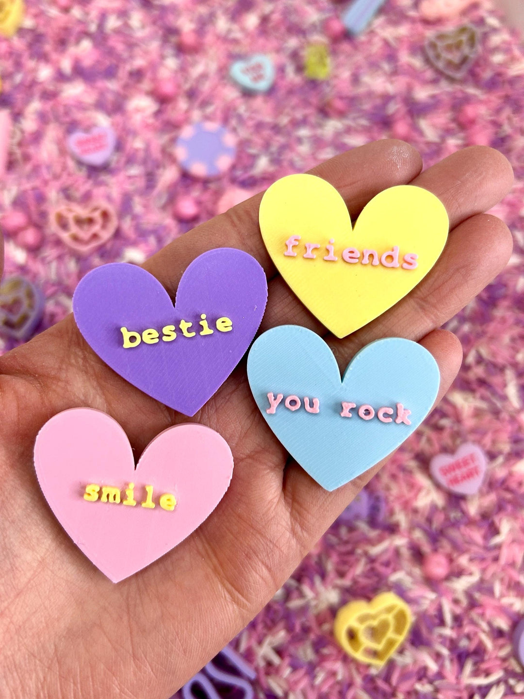 Pastel Candy Valentine Sensory Filler Mix | Conversation Hearts Sensory Bin | Pink Purple White Rice | Valentine’s Day Sensory Play