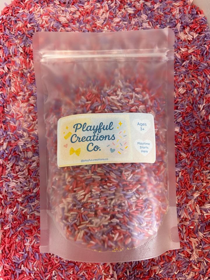 Metallic Pink Purple Red Sensory Rice | Valentine Sensory Filler | Girly Sensory Bin Base | Open-Ended Sensory Play | Unicorn Sensory Mix