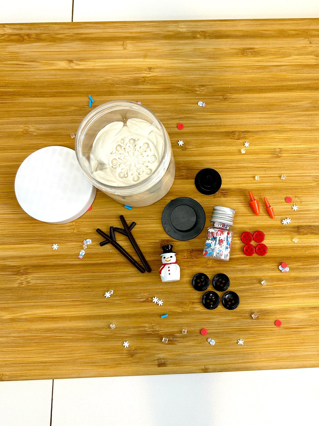 Build Your Own Snowman Playdough Jar | Fun Sensory Play Dough | Winter Sensory Play Kit | Snowman Playdough Kit | Montessori Sensory Jar