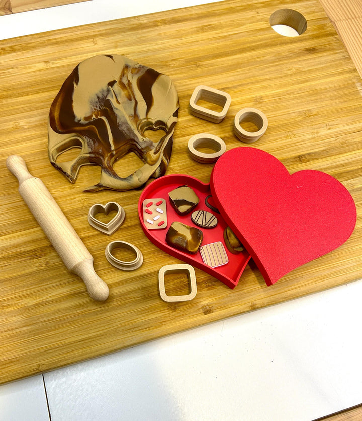 Chocolate Swirl Playdough Kit | Valentine Playdough | Chocolate Resin Charms | Sensory Play | 6oz Brown Swirl Playdough