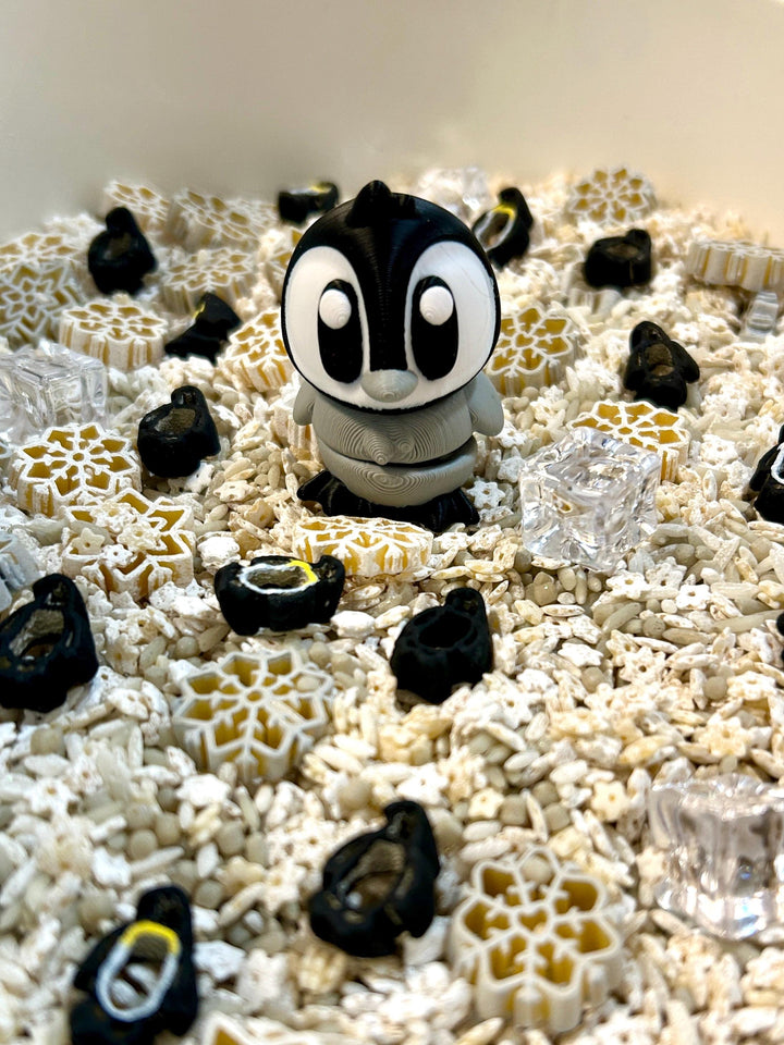 Snowflake & Penguin Sensory Bin | Winter Sensory Filler Mix | Arctic Sensory Play | Faux Ice Cubes | Montessori Play | Handpainted Pasta