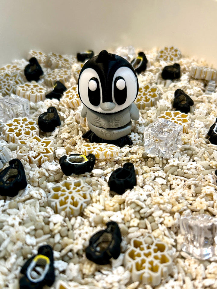 Snowflake & Penguin Sensory Bin | Winter Sensory Filler Mix | Arctic Sensory Play | Faux Ice Cubes | Montessori Play | Handpainted Pasta