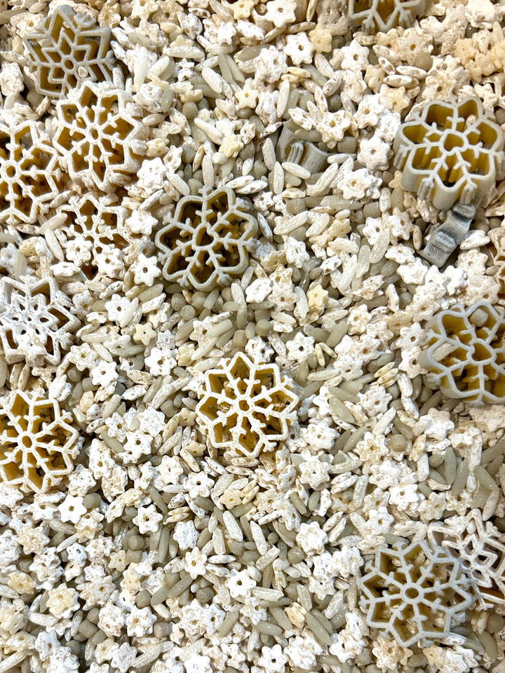 Snowflake & Penguin Sensory Bin | Winter Sensory Filler Mix | Arctic Sensory Play | Faux Ice Cubes | Montessori Play | Handpainted Pasta