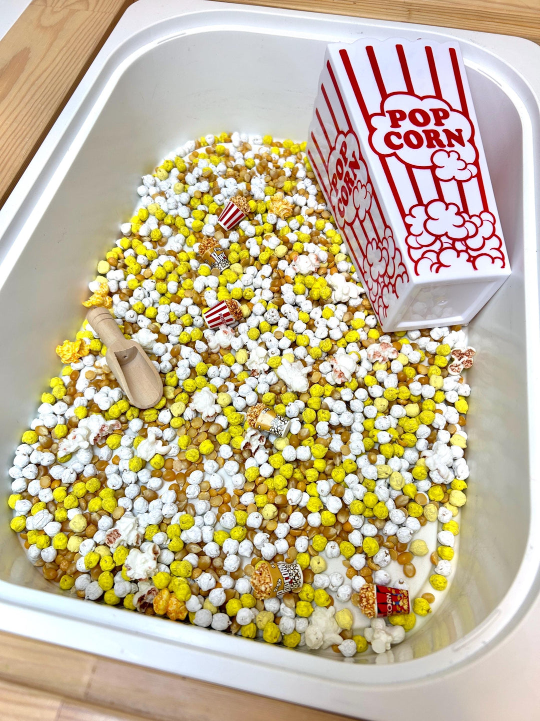 Popcorn Sensory Filler Mix | Movie Night Sensory Bin | Realistic Popcorn Loose Parts | Scooping & Pouring Play | Carnival Play | Circus Fun