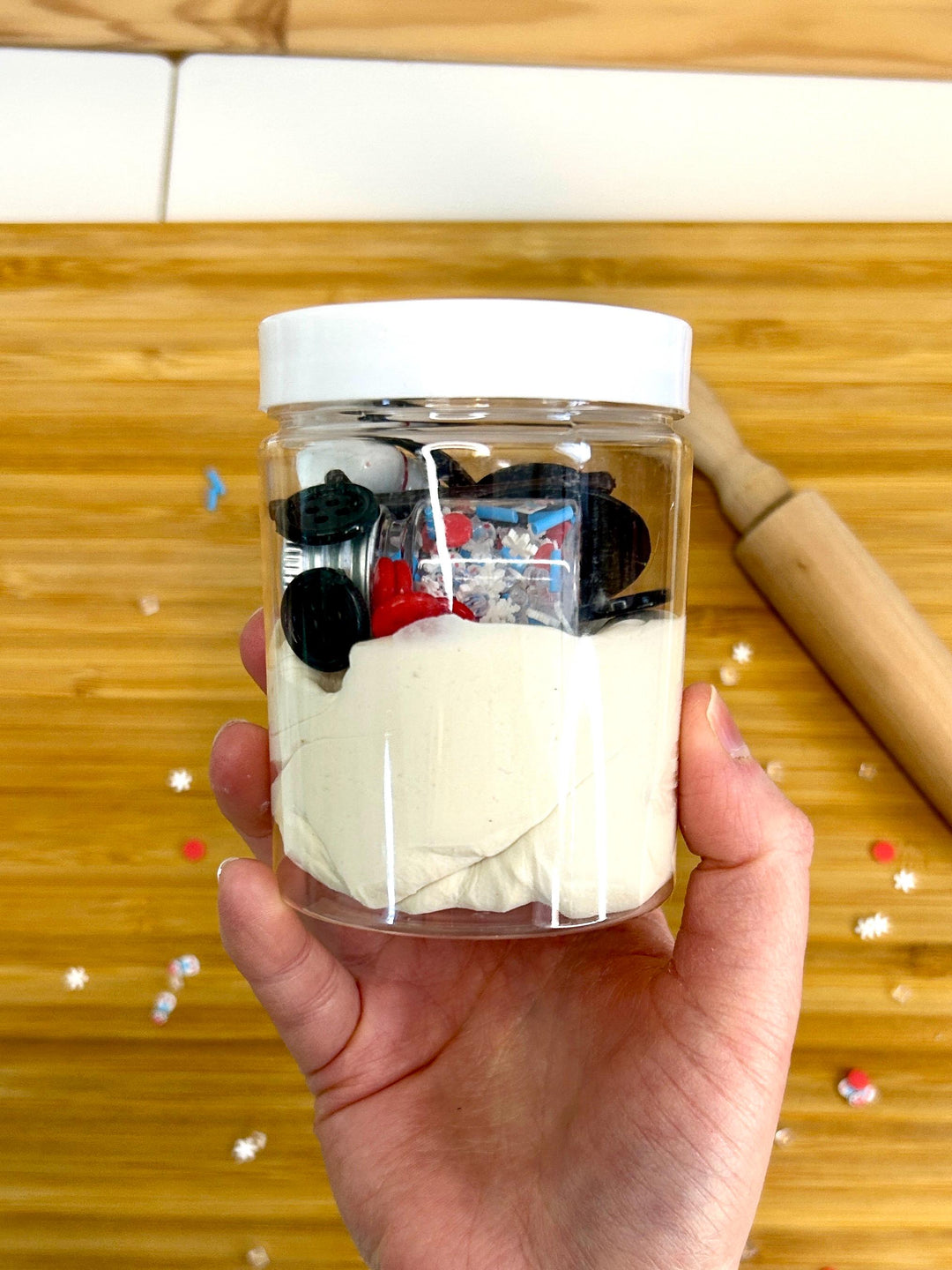 Chocolate Swirl Playdough Jar with Chocolate Charms & Mini Spoon | Fun Sensory Play Dough | Pretend Dessert Play | Ice Cream Parlour Play