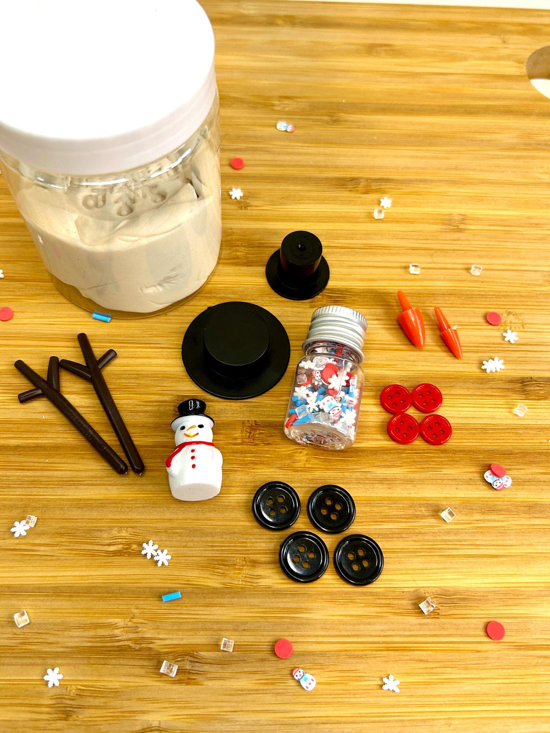 Build Your Own Snowman Playdough Jar | Fun Sensory Play Dough | Winter Sensory Play Kit | Snowman Playdough Kit | Montessori Sensory Jar