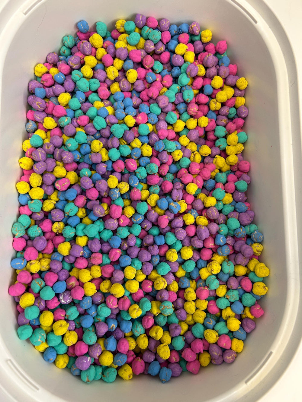 Bright Colors Sensory Filler | Colorful Chickpeas Mix | Easter-Themed Sensory Bin | Purple, Yellow, Pink, Blue | Montessori Sensory Play