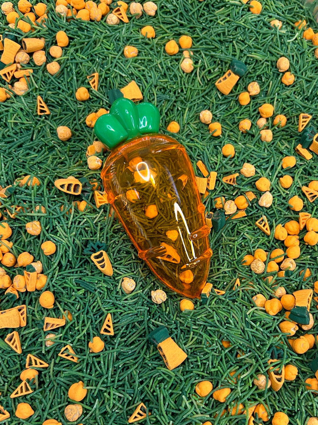 Easter Carrot Patch Sensory Bin Filler Mix | Handpainted Carrot Pasta & Green Grass Pasta | Spring Sensory Play | Montessori Sensory Table