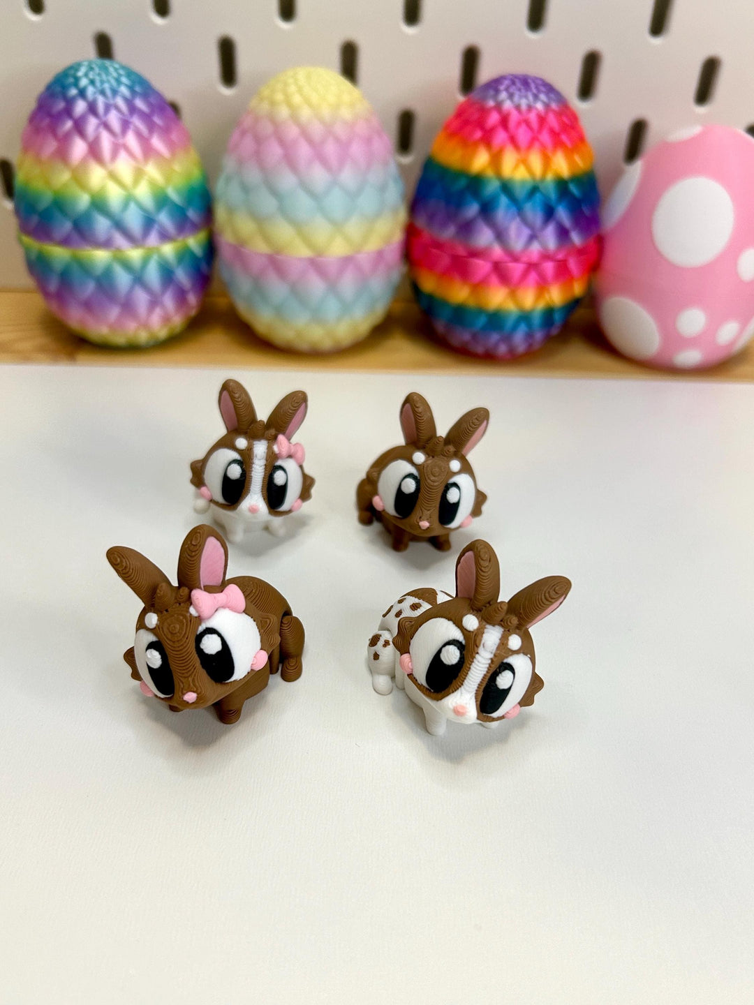 3D Printed Easter Egg | Rainbow Trinket Container | Bunny Articulated Figurine | Small World Play | Chick Fidget Toy | Easter Basket Gift