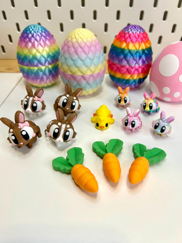 Bunny Figurine | Articulated Animals | 3D Printed Easter Egg | Trinket Container | Small World Play | Fidget Toy | Easter Basket Filler Gift