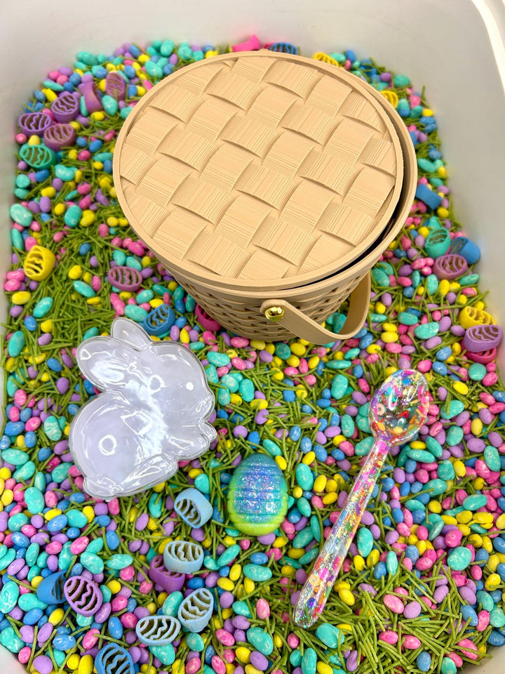 Easter Bunny Fun in the Field | Spring Sensory Bin Filler Mix | Egg Shaped Fun | Grass Base Pasta | Handpainted Eggs | Easter Basket Gift