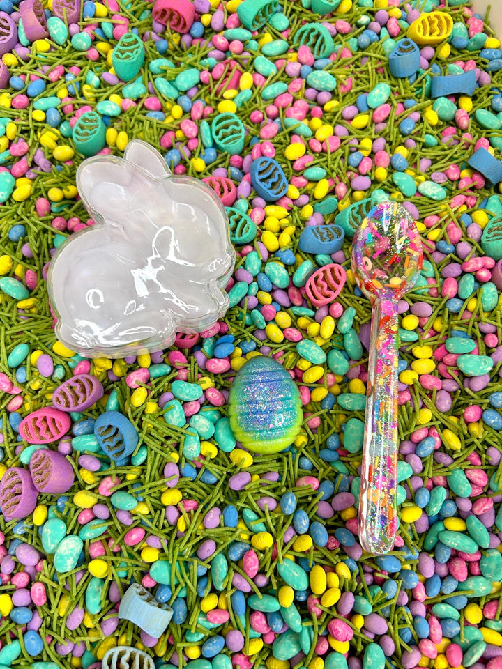 Easter Bunny Fun in the Field | Spring Sensory Bin Filler Mix | Egg Shaped Fun | Grass Base Pasta | Handpainted Eggs | Easter Basket Gift