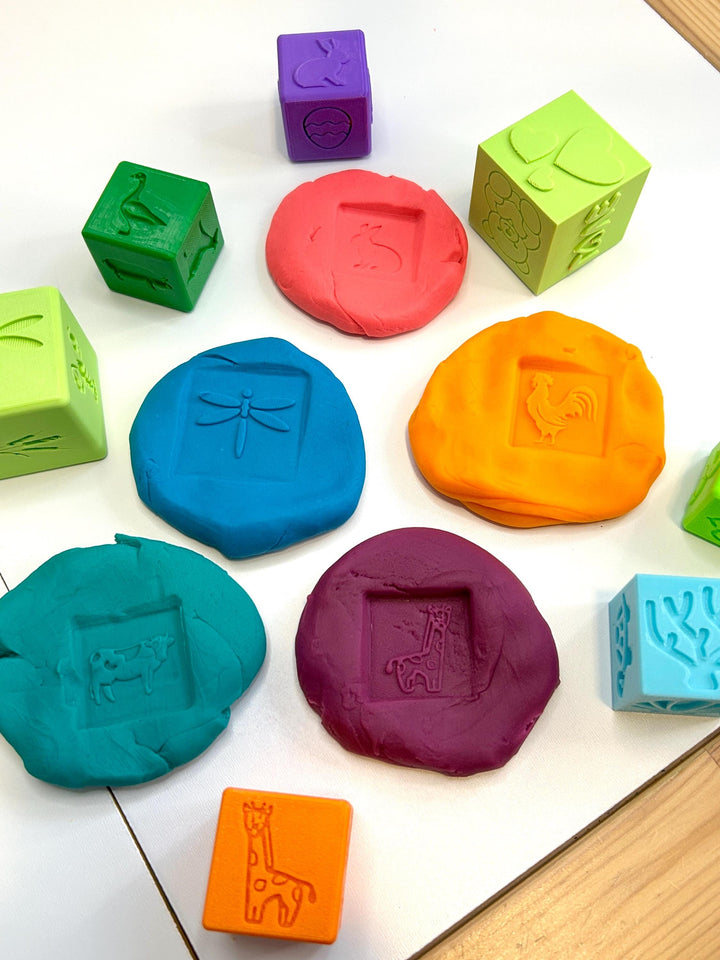 3D Printed Texture Stamper Cube | Playdough Tool | Eco-Friendly PLA | Dough, Clay, Kinetic Sand & Baking Accessory for Kids | Sensory Play
