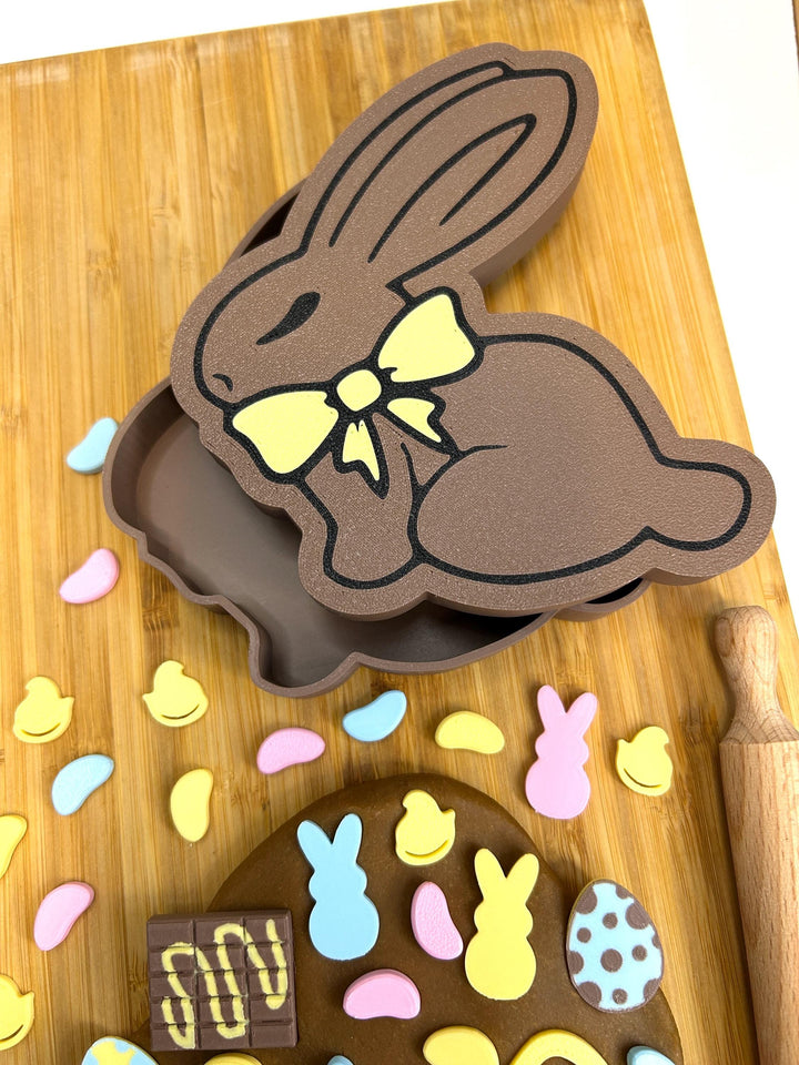 Chocolate Bunny Playdough Box | Easter Candy Sensory Play Kit | Homemade Playdough with Cutters & Loose Parts | Easter Basket Gift