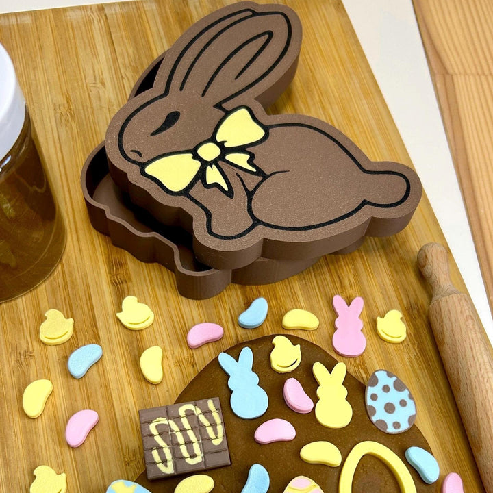 Chocolate Bunny Playdough Box | Easter Candy Sensory Play Kit | Homemade Playdough with Cutters & Loose Parts | Easter Basket Gift