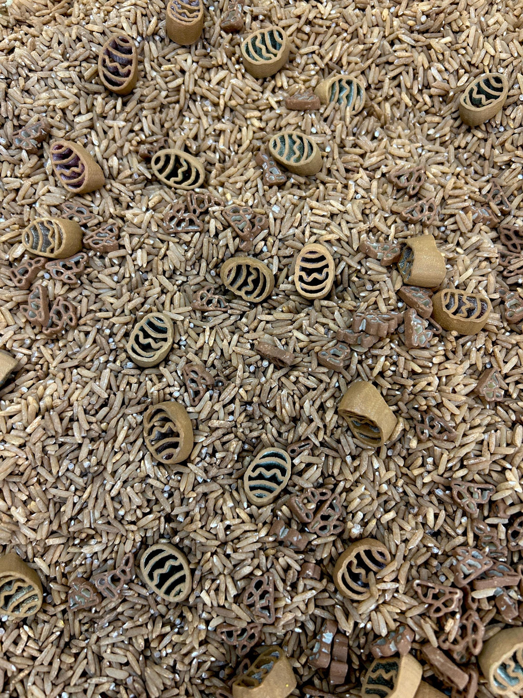 Easter Chocolate Sensory Filler Mix | Chocolate Bunny & Eggs Pasta | Chocolatey Sweet Charms | Brown Tones Bin | Cocoa Inspired Play