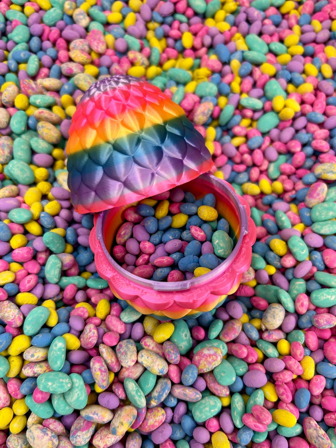 Tie Dye Easter Egg Bean Sensory Mix | Brightly Painted Dry Beans | Spring Sensory Bin Filler | Montessori Inspired Tactile Play | Nostalgia