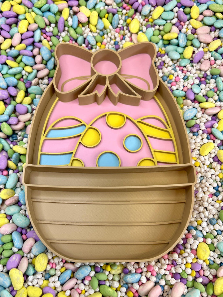 Easter Basket Sensory Tray | 3D Printed Easter Trinket Tray | Pastel Sensory Bin Tool | Montessori Sensory Play | Flisat Table Accessory