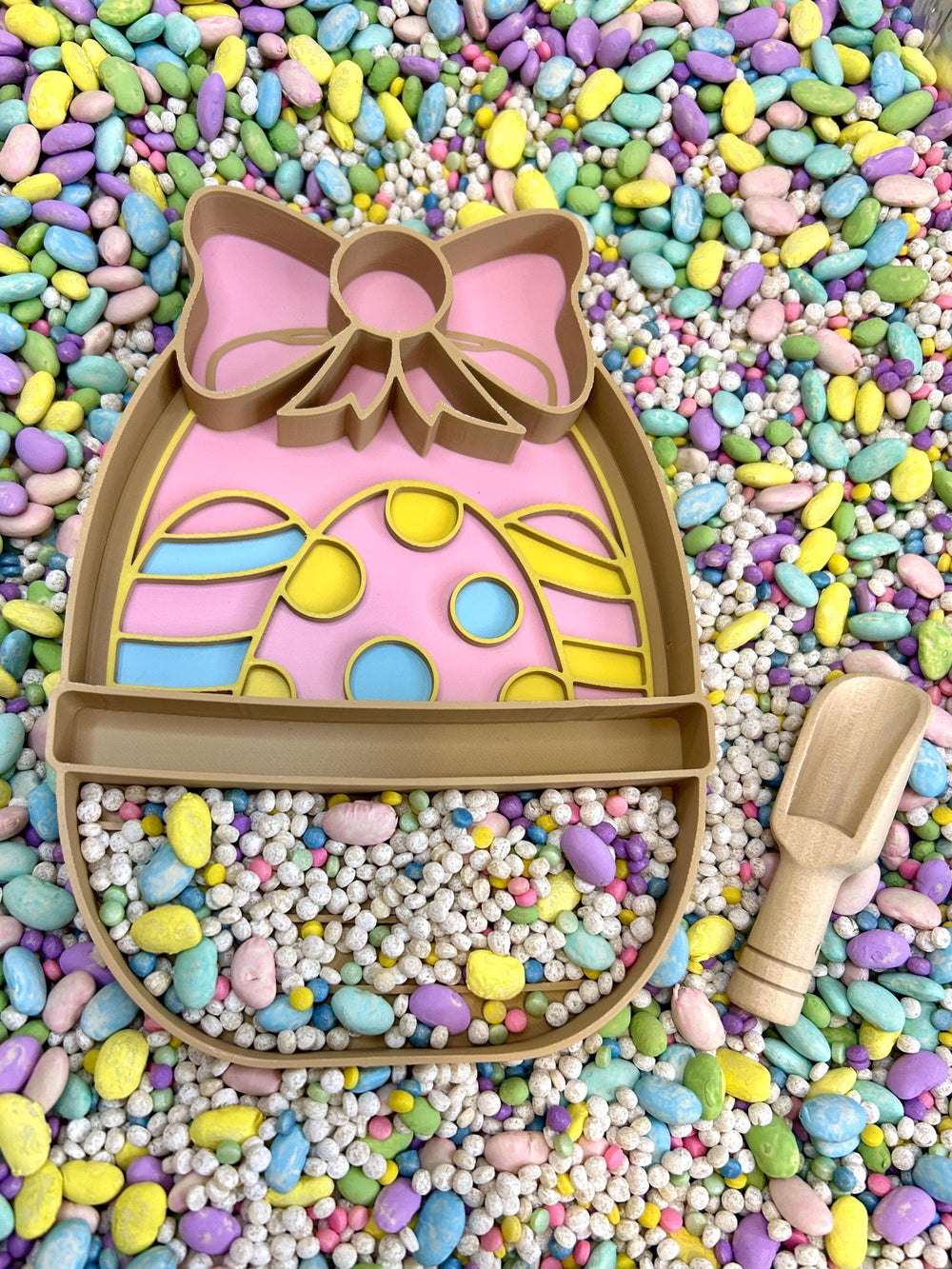 Easter Basket Sensory Tray | 3D Printed Easter Trinket Tray | Pastel Sensory Bin Tool | Montessori Sensory Play | Flisat Table Accessory |