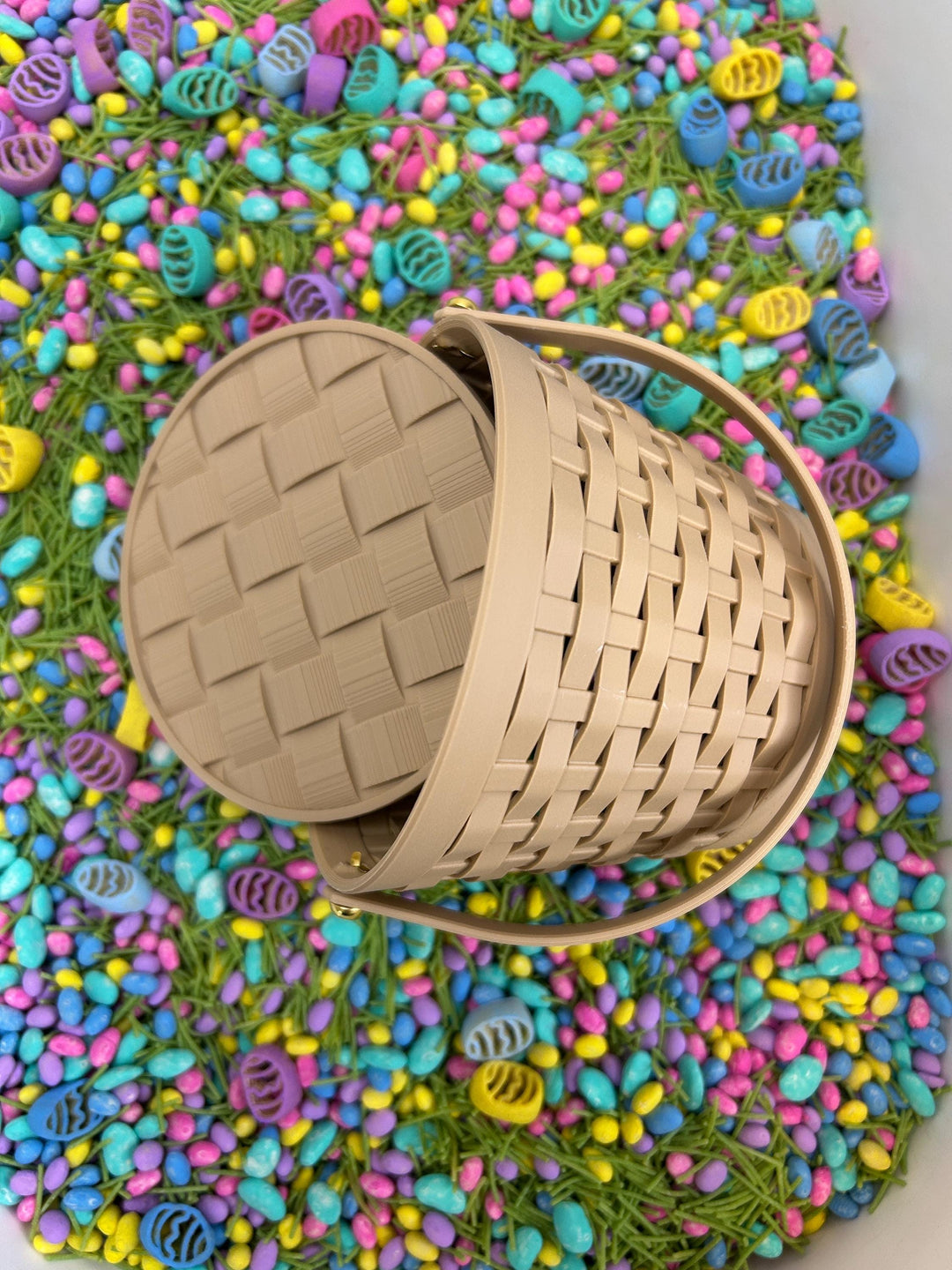 3D Printed Woven Basket with Lid | Cute Easter Basket | Reusable Picnic Basket | Pretend Play | Sensory Bin Container | Kids Montessori Toy