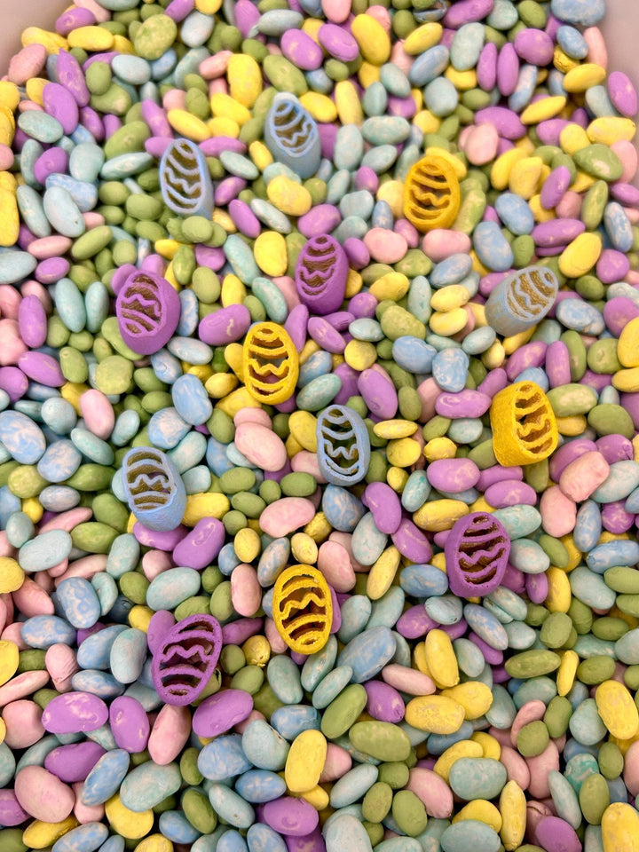 Pastel Easter Egg Hunt Sensory Filler | Beautiful Spring Filler Mix | Easter Bunny Sensory Bin | Green Grass Rice | Kids Montessori Play