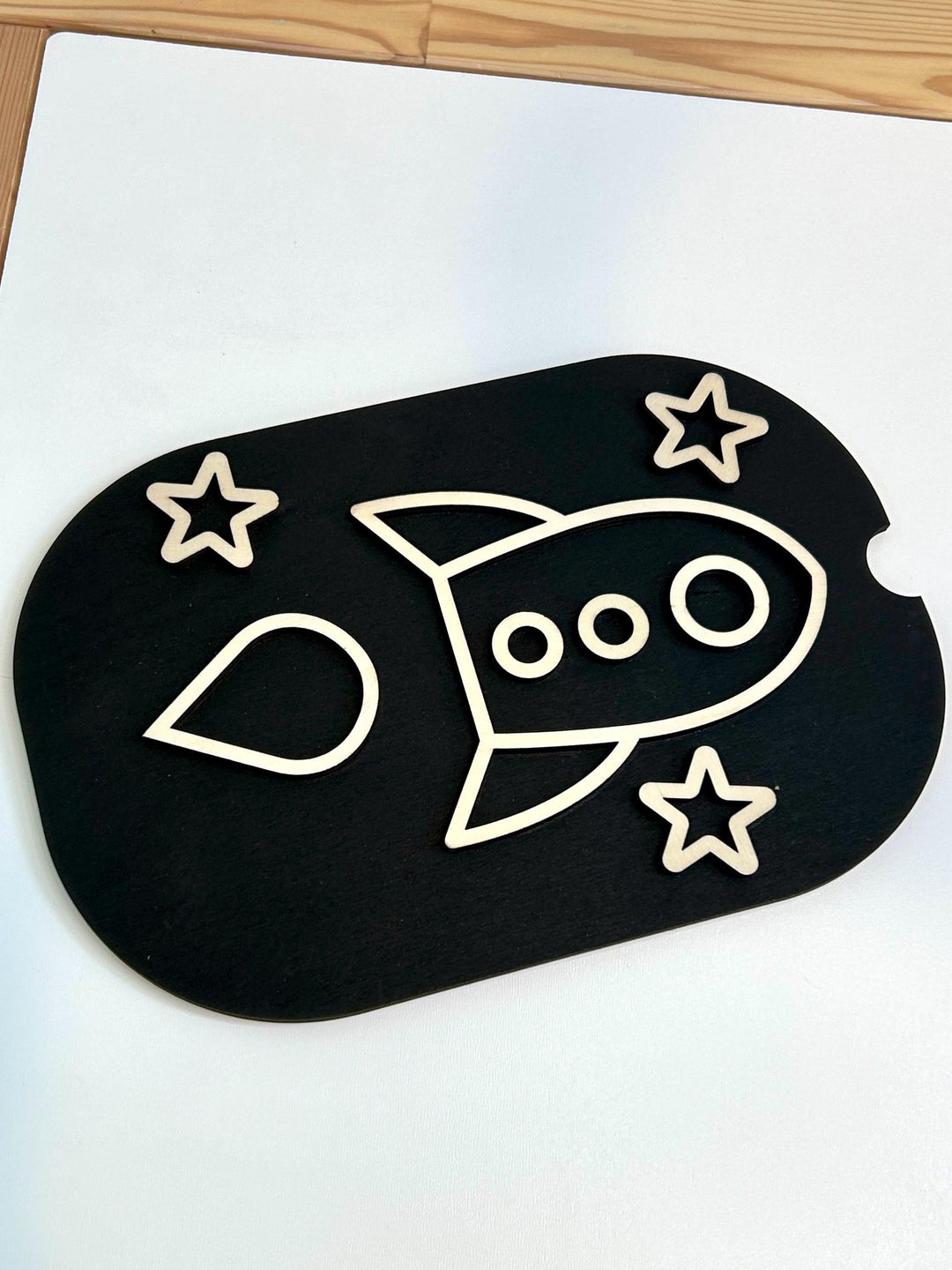 Small Space Rocket TROFAST Lid | Wooden Flisat Sensory Table Insert | Black Rocket Ship Tray | Astronaut Pretend Play | Montessori Activity