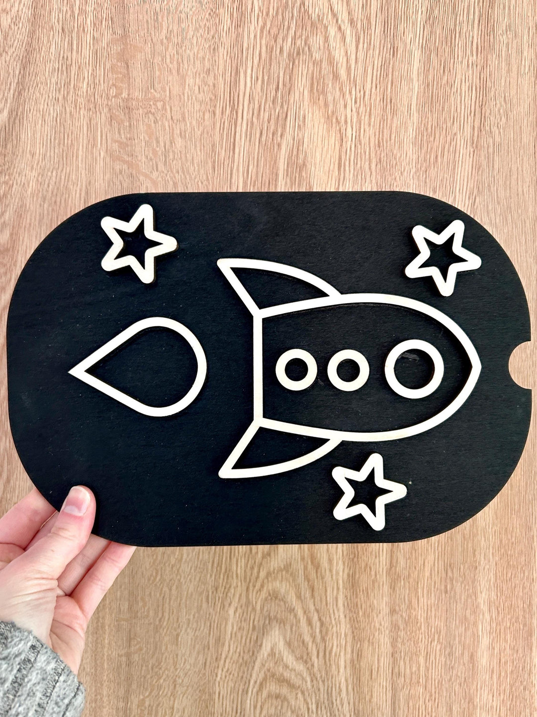 Small Space Rocket TROFAST Lid | Wooden Flisat Sensory Table Insert | Black Rocket Ship Tray | Astronaut Pretend Play | Montessori Activity