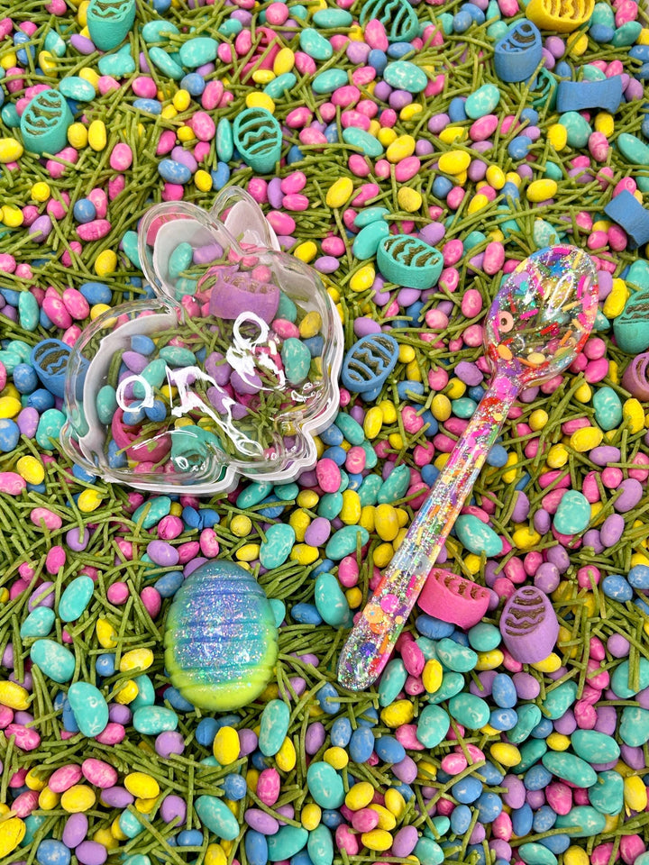 Easter Bunny Fun in the Field | Spring Sensory Bin Filler Mix | Egg Shaped Fun | Grass Base Pasta | Handpainted Eggs | Easter Basket Gift