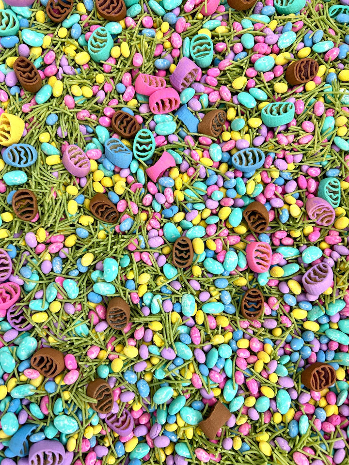 Chocolate Easter Egg Hunt Sensory Bin Filler Mix | Chocolatey Shaped Fun | Spring Grass Base | Children Sensory Tray | Easter Basket Gift