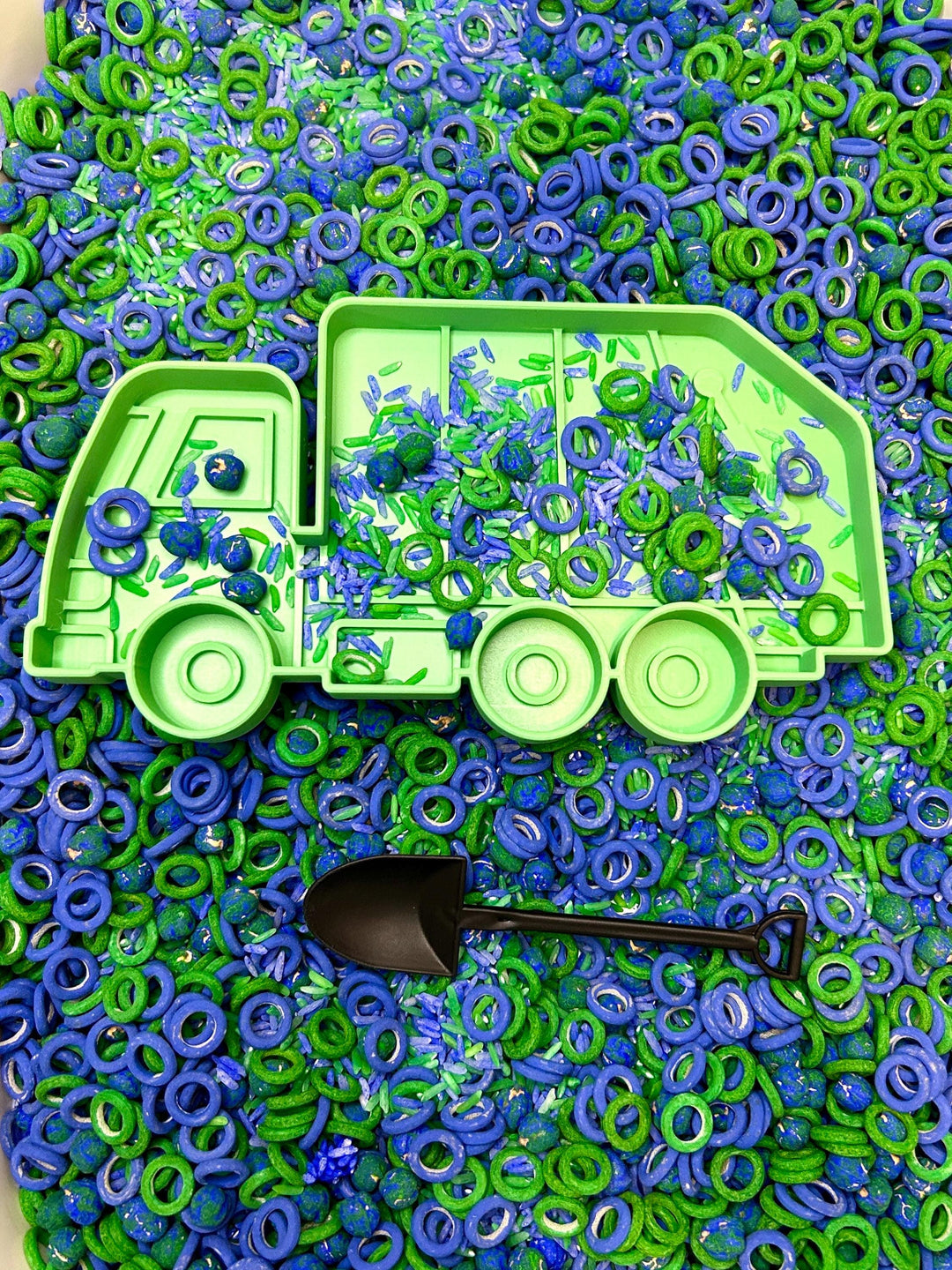 Earth Day Sensory Play Set | Garbage Man Truck Bin | 3D Printed Green Recycling Trinket Tray | Montessori Play | Flisat Table Accessory