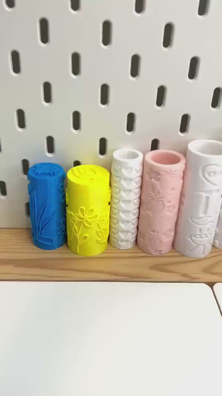 3D Printed Texture Roller | Playdough Tool | Eco-Friendly PLA | Dough, Clay, Kinetic Sand & Baking Accessory for Kids | Sensoey Play Toy