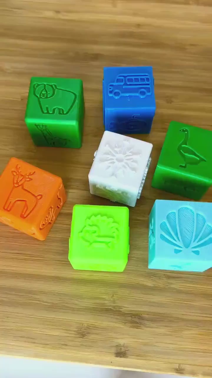 3D Printed Texture Stamper Cube  | Playdough Tool | Eco-Friendly PLA | Dough, Clay, Kinetic Sand & Baking Accessory for Kids | Sensory Play