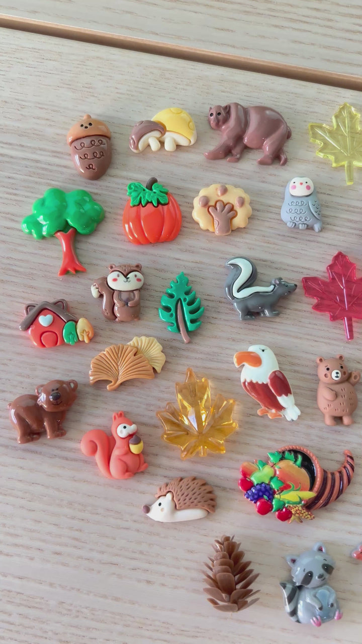 Lot of Autumn Charms | Fall-Themed Resin Set of 35+ Loose Parts